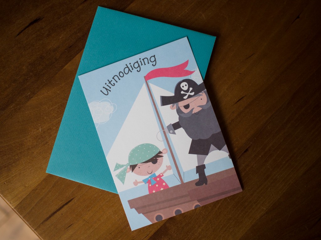 De uitnodiging van Jonas' verjaardagspartijtje.